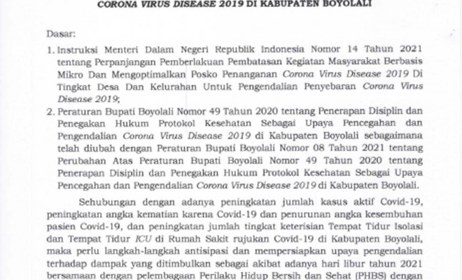 SE BUPATI 22 JUNI-5 JULI PERPANJANGAN PPKM MIKRO